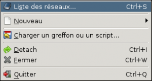 Menu liste des réseaux dans Xchat